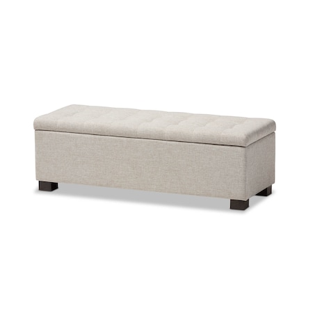 Baxton Studio Roanoke Beige Upholstered Grid-Tufting Storage Ottoman Bench 128-7045